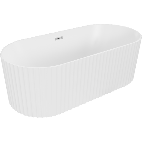Mexen Paola freestanding fluted bathtub 170 x 80 cm, white matte, chrome overflow - 52721708001-01