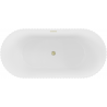 Mexen Paola vrijstaande geribbelde badkuip 170 x 80 cm, wit mat, gouden geborstelde overloop - 52721708001-55