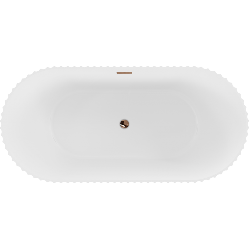 Mexen Paola bañera exenta acanalada 170 x 80 cm, blanco mate, rebosadero oro rosa - 52721708001-60