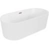 Mexen Paola freistehende geriffelte Badewanne 170 x 80 cm, weiße Matt, Überlauf Roségold - 52721708001-60
