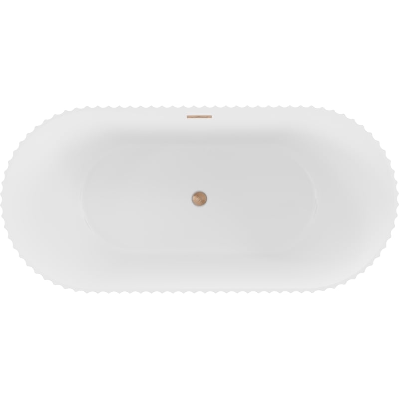 Mexen Paola baignoire autoportante rainurée 170 x 80 cm, blanc mat, trop-plein cuivre brossé - 52721708001-65