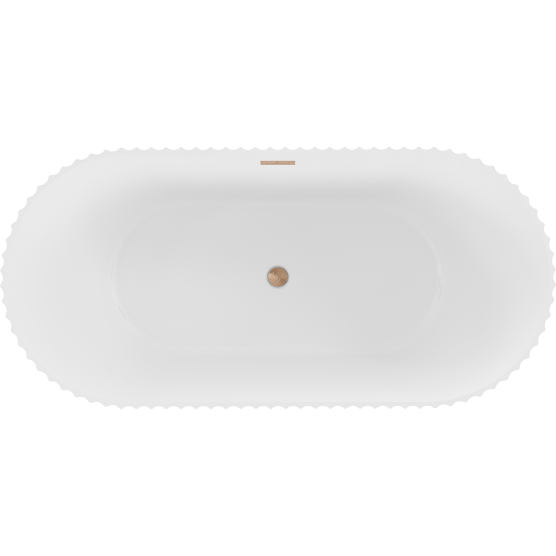 Mexen Paola banheira independente canelada 170 x 80 cm, branco mate, transbordamento cobre escovado - 52721708001-65