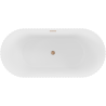 Mexen Paola baignoire autoportante rainurée 170 x 80 cm, blanc mat, trop-plein cuivre brossé - 52721708001-65