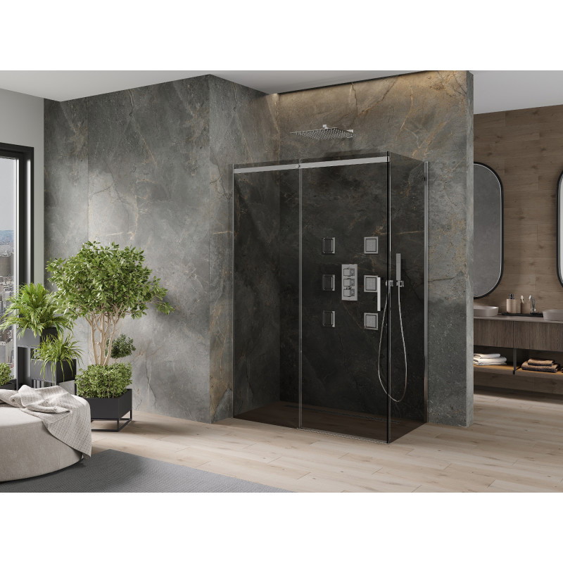 Mexen Omega schuifbare douchecabine 130 x 70 cm, grafiet, chroom - 825-130-070-01-40