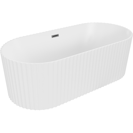 Mexen Paola vasca da bagno freestanding scanalata 170 x 80 cm, bianco opaco, troppopieno gun gray spazzolato - 52721708001-66