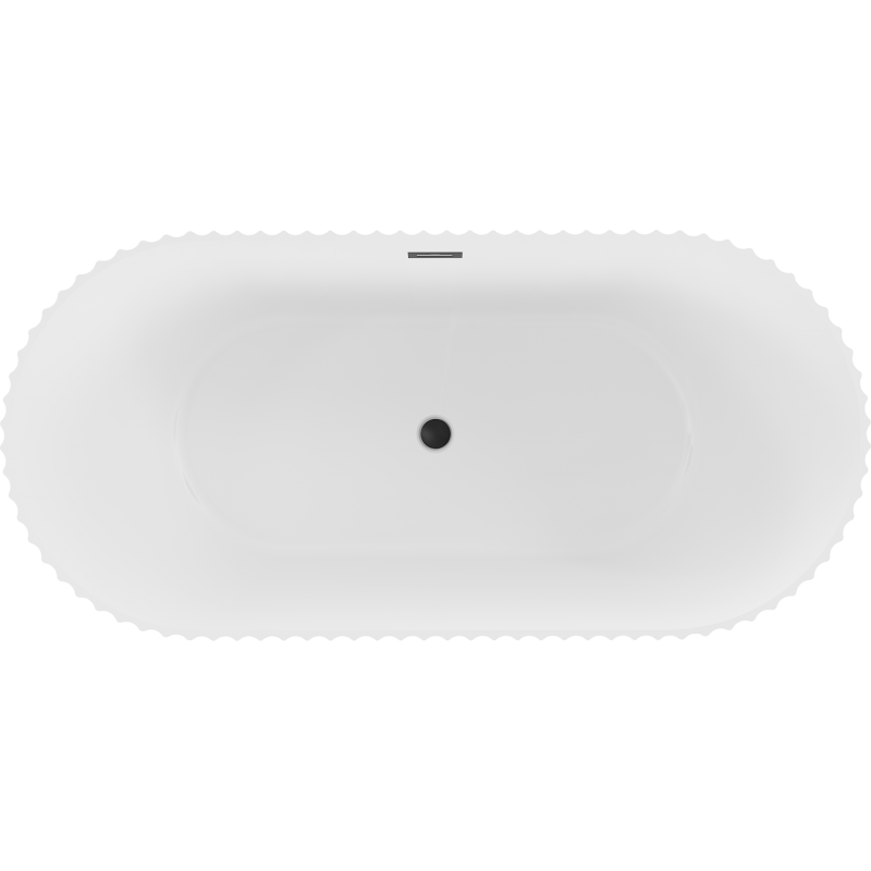 Mexen Paola vasca da bagno indipendente rigata 170 x 80 cm, bianco opaco, troppopieno nero - 52721708001-70