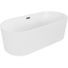 Mexen Paola freestanding fluted bath 170 x 80 cm, white matte, black overflow - 52721708001-70