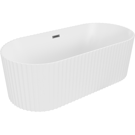 Mexen Paola baignoire autoportante rainurée 170 x 80 cm, blanche mate, trop-plein métal gun - 52721708001-95