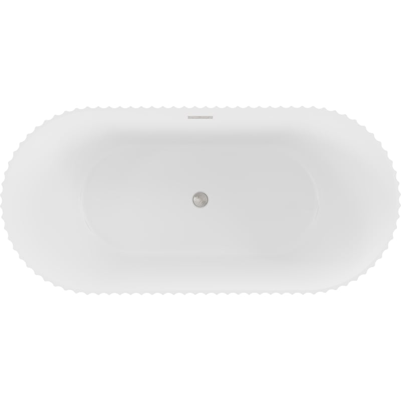 Mexen Paola freestanding fluted bathtub 170 x 80 cm, white matt, brushed nickel overflow - 52721708001-97