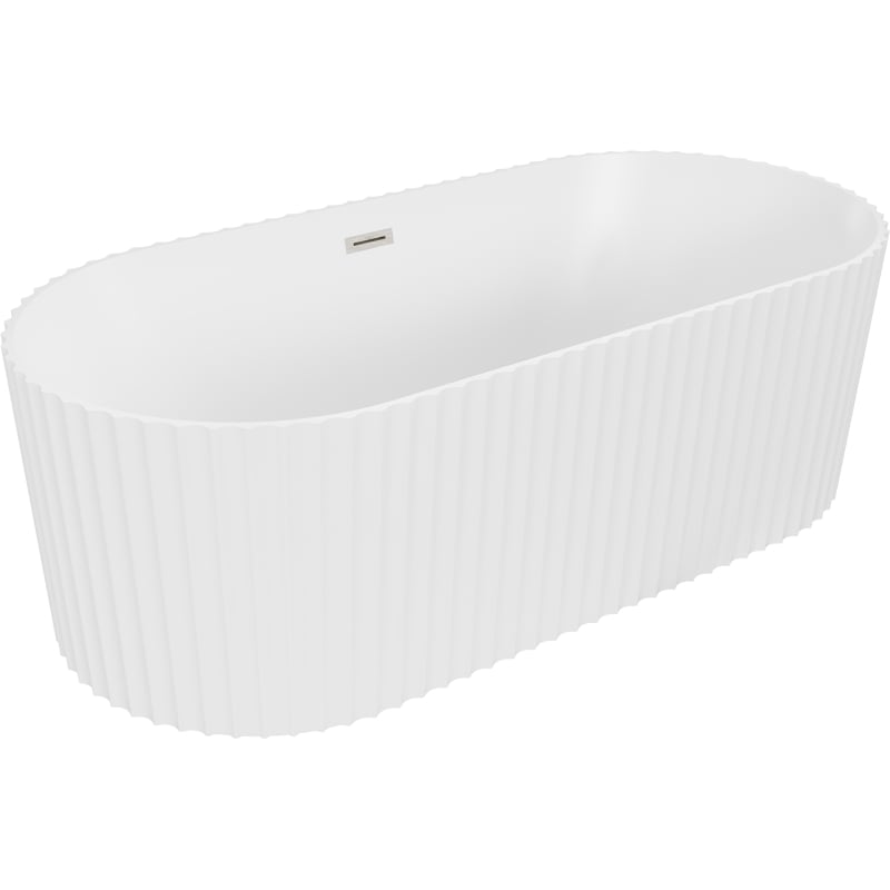 Mexen Paola freestanding fluted bathtub 170 x 80 cm, white matt, brushed nickel overflow - 52721708001-97