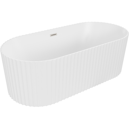 Mexen Paola freestanding fluted bathtub 170 x 80 cm, white matt, brushed nickel overflow - 52721708001-97