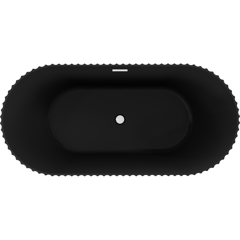 Mexen Paola bañera exenta acanalada 170 x 80 cm, negro mate, rebosadero blanco - 52721708071-20