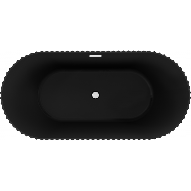 Mexen Paola banheira independente ranhurada 170 x 80 cm, preto mate, transbordamento branco - 52721708071-20