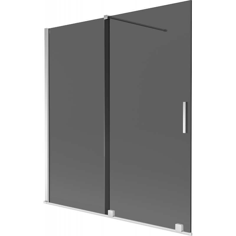 Mexen Velar divisória de banho deslizante de 2 painéis 150 x 150 cm, grafite, cromado - 896-150-000-41-01
