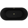 Mexen Paola freestanding ribbed bathtub 170 x 80 cm, black matte, brushed gold overflow - 52721708071-55