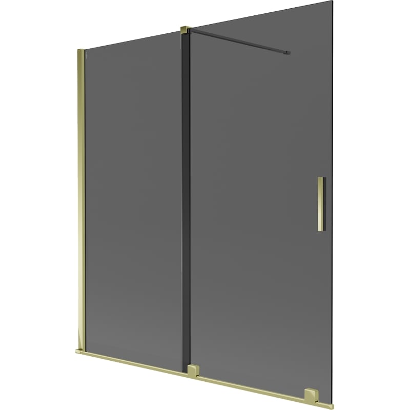 Mexen Velar vannitoa kaheosaline libistatav dušisein 150 x 150 cm, grafiit, kuldne - 896-150-000-41-50