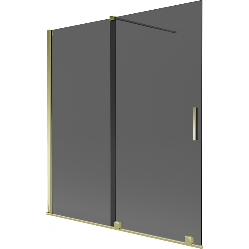 Mexen Velar Wannenspritzschutz 2-flügelig, verschiebbar 150 x 150 cm, Graphit, Gold - 896-150-000-41-50