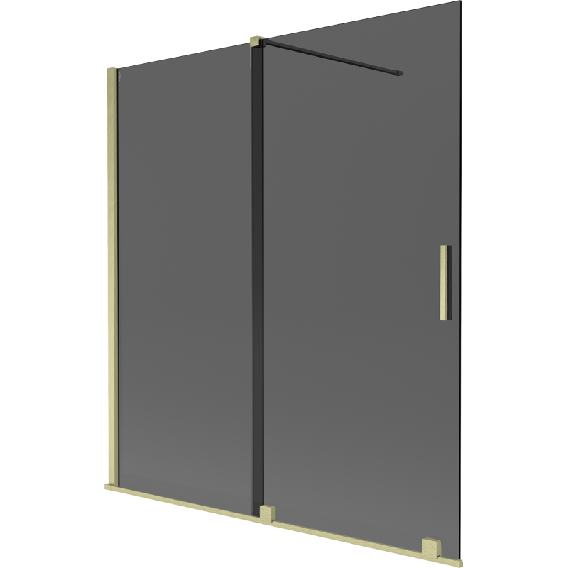 Mexen Velar badwand 2-delig verschuifbaar 150 x 150 cm, grafiet, goud geborsteld - 896-150-000-41-55