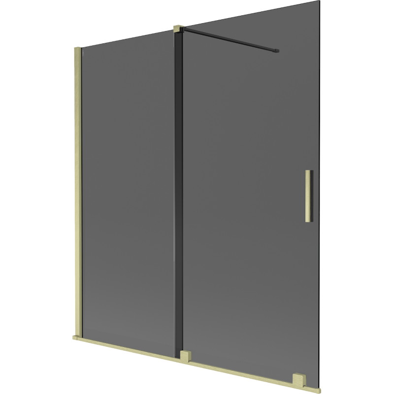 Mexen Velar vannitoa lükandustega kaheosalised uksed 150 x 150 cm, grafiit, harjatud kuldne - 896-150-000-41-55