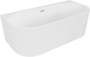 Mexen Sella baignoire autoportante murale cannelée 170 x 80 cm, blanc brillant, trop-plein en nickel brossé - 52711708000-97