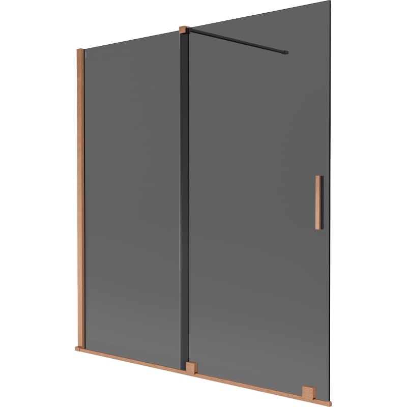 Mexen Velar 2-krilni klizni paravan za kadu 150 x 150 cm, grafit, brušena bakra - 896-150-000-41-65
