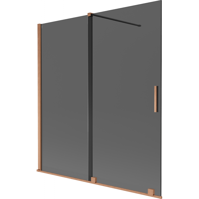 Mexen Velar divisória de banho de duplo painel deslizante 150 x 150 cm, grafite, cobre escovado - 896-150-000-41-65