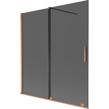 Mexen Velar doppeltürige Badewannenwand, 2-teilig, 150 x 150 cm, Graphit, gebürstetes Kupfer - 896-150-000-41-65