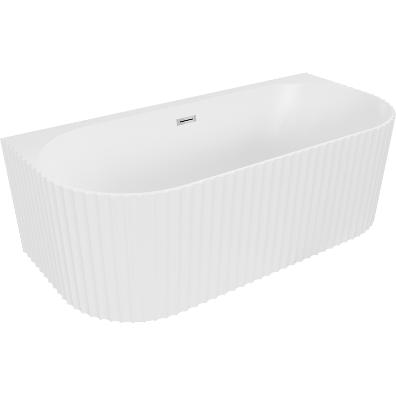 Mexen Sella baignoire autoportante adossée rainurée 170 x 80 cm, blanc mat, trop-plein chromé - 52711708001-01