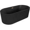 Mexen Paola freistehende geriffelte Badewanne 170 x 80 cm, schwarz matt, Überlauf gebürstetes Kupfer - 52721708071-65