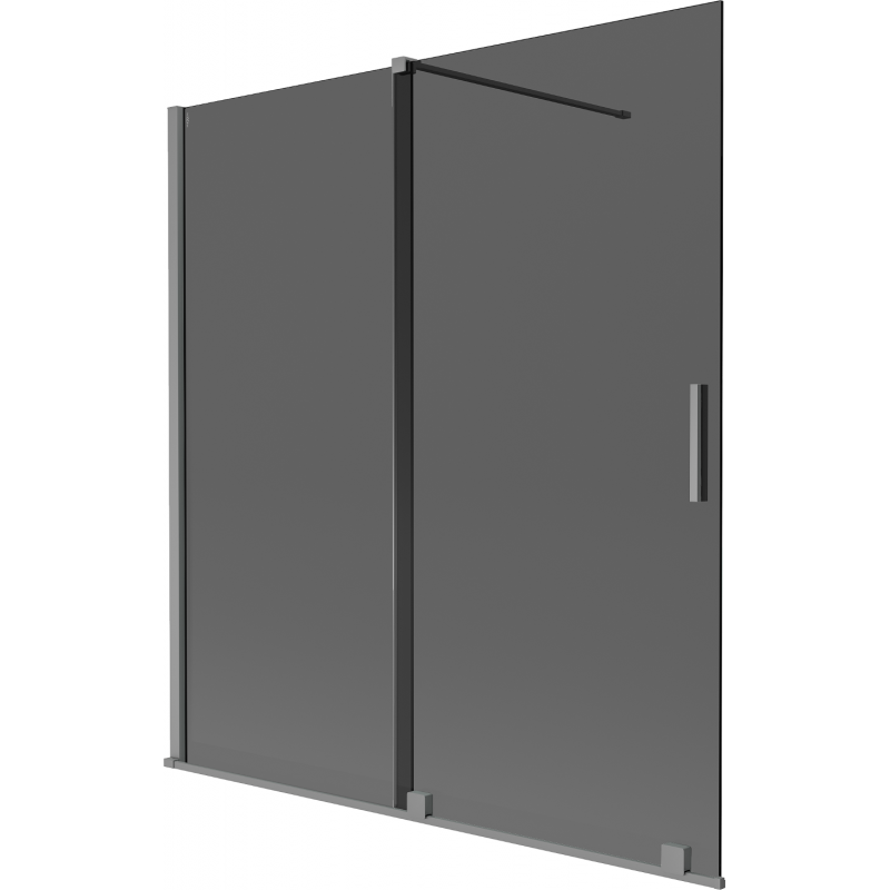 Mexen Velar duschvägg tvådelad skjutbar 150 x 150 cm, grafit, gun metal - 896-150-000-41-95