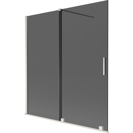 Mexen Velar paratia per vasca da bagno, 2 ante scorrevoli, 150 x 150 cm, grafite, nichel spazzolato - 896-150-000-41-97