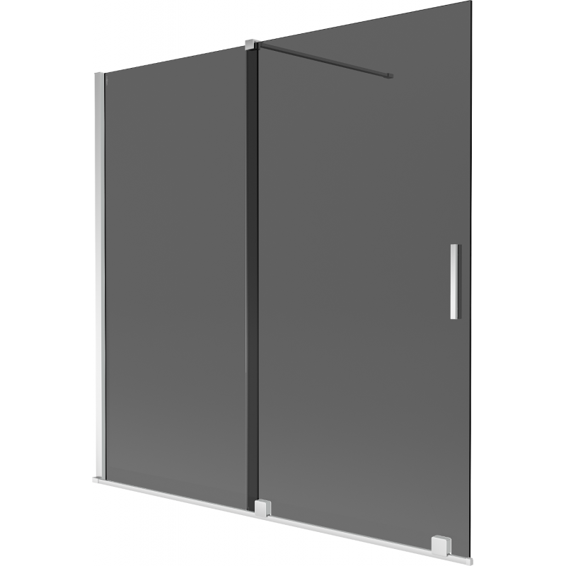 Mexen Velar divisória de banheira de correr com 2 painéis 160 x 150 cm, grafite, cromado - 896-160-000-41-01
