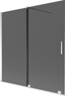 Mexen Velar Buedewand mat 2-flilleger verstellbare Schiermschierm 160 x 150 cm, Graffit, Chrom - 896-160-000-41-01