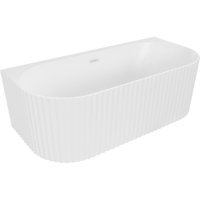 Mexen Sella freistehende Wandwanne mit Rillen 170 x 80 cm, weiß matt, Überlauf weiß - 52711708001-20