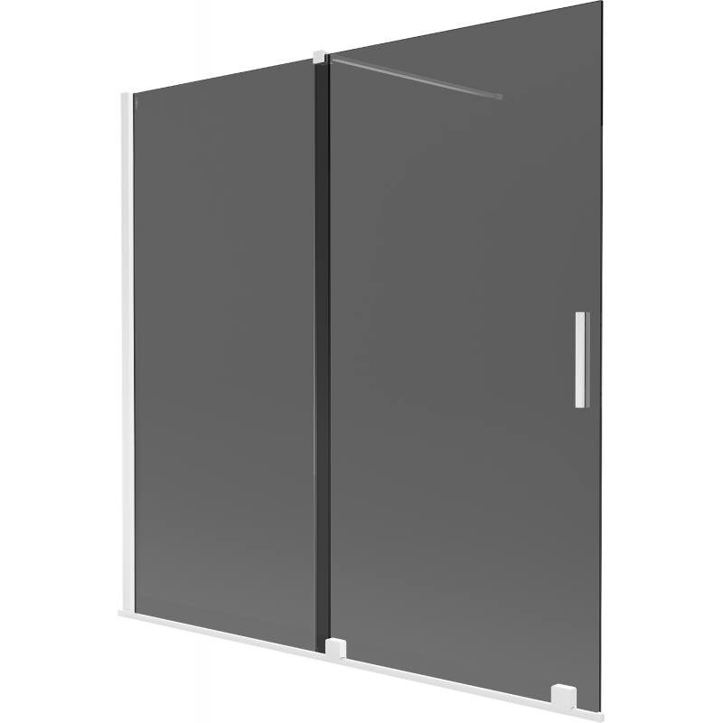 Mexen Velar Badewannenabtrennung 2-flügelig, verschiebbar 160 x 150 cm, Graphit, Weiß - 896-160-000-41-20