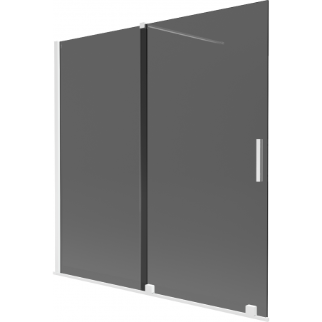 Mexen Velar Badewannenabtrennung 2-flügelig, verschiebbar 160 x 150 cm, Graphit, Weiß - 896-160-000-41-20