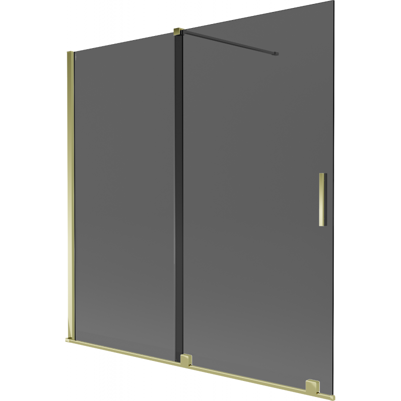 Mexen Velar 2-leaf sliding bath screen 160 x 150 cm, graphite, gold - 896-160-000-41-50