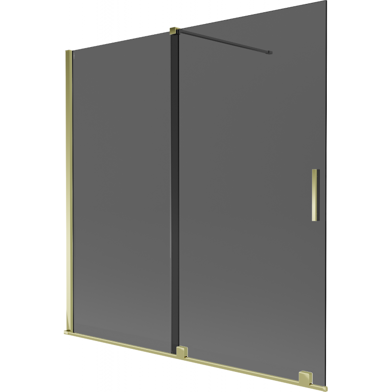 Mexen Velar δίφυλλη συρόμενη οθόνη μπάνιου 160 x 150 cm, γραφίτης, χρυσός