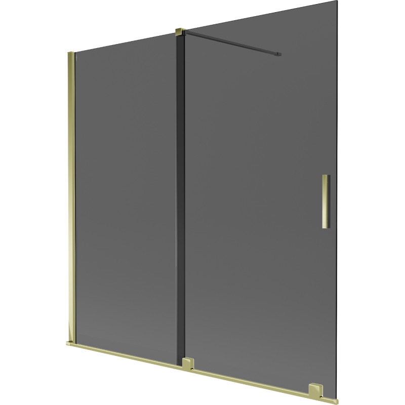 Mexen Velar klizni paravan za kadu s 2 krila, klizni 160 x 150 cm, grafit, zlatni - 896-160-000-41-50