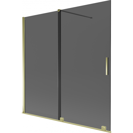 Mexen Velar 2-leaf sliding bath screen 160 x 150 cm, graphite, gold - 896-160-000-41-50