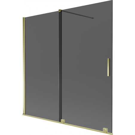 Mexen Velar paratia da bagno a 2 ante scorrevole 160 x 150 cm, grafite, oro - 896-160-000-41-50