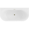 Mexen Sella freistehende, wandnahe, gerillte Badewanne 170 x 80 cm, weiß matt, Überlauf gold - 52711708001-50