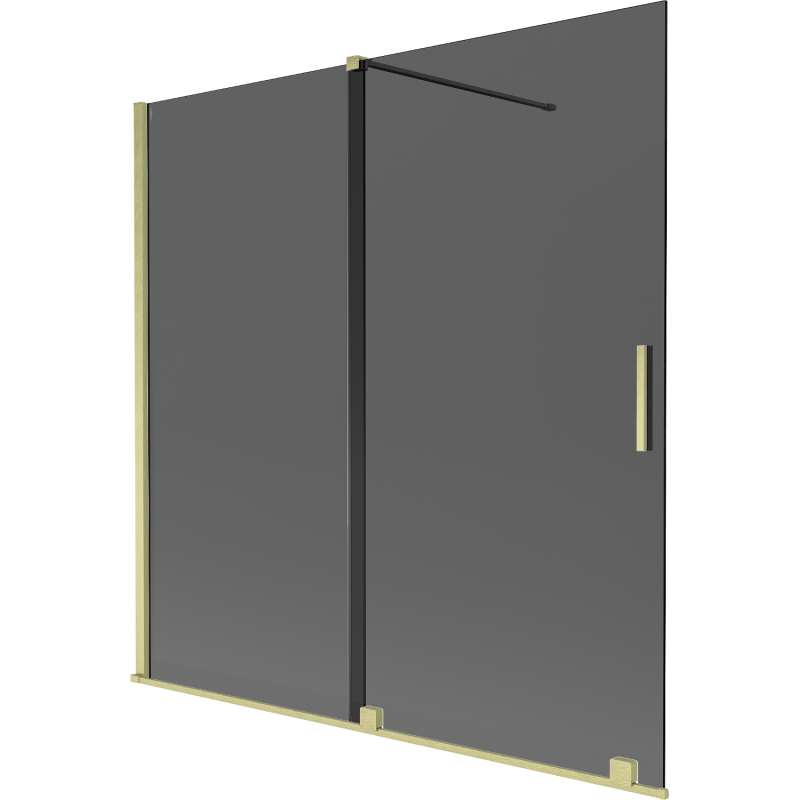 Mexen Velar Duschabtrennung für die Badewanne, 2-flügelig, 160 x 150 cm, Graphit, Gold gebürstet - 896-160-000-41-55
