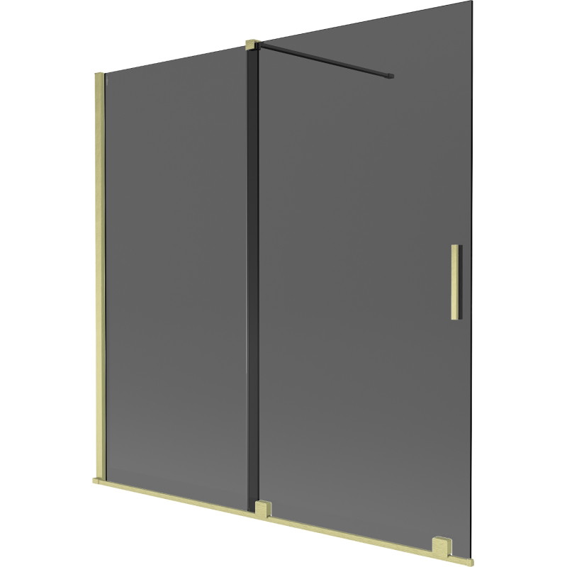 Mexen Velar kahekohaline vannipaneel, liuguksed, 160 x 150 cm, grafiit, kuldne harjatud - 896-160-000-41-55