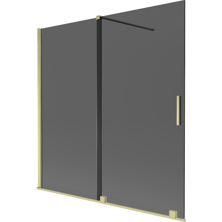 Mexen Velar Duschabtrennung für die Badewanne, 2-flügelig, 160 x 150 cm, Graphit, Gold gebürstet - 896-160-000-41-55