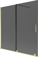 Mexen Velar skjutbar 2-delad duschvägg 160 x 150 cm, grafit, borstad guld - 896-160-000-41-55