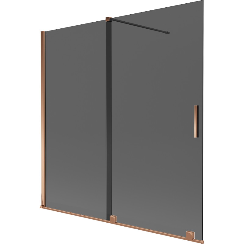 Mexen Velar 2-tiivaline lükandustega vannisein 160 x 150 cm, grafiit, roosa kuld - 896-160-000-41-60
