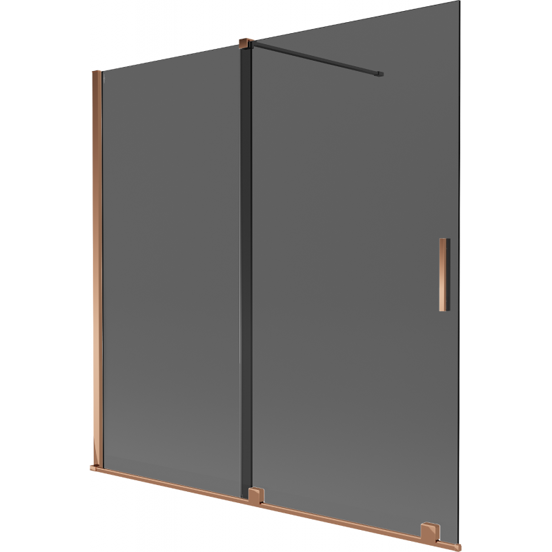 Mexen Velar mampara de baño de 2 hojas deslizables 160 x 150 cm, grafito, oro rosa - 896-160-000-41-60