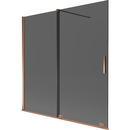 Mexen Velar duschskärm 2-delad skjutbar 160 x 150 cm, grafit, roséguld - 896-160-000-41-60