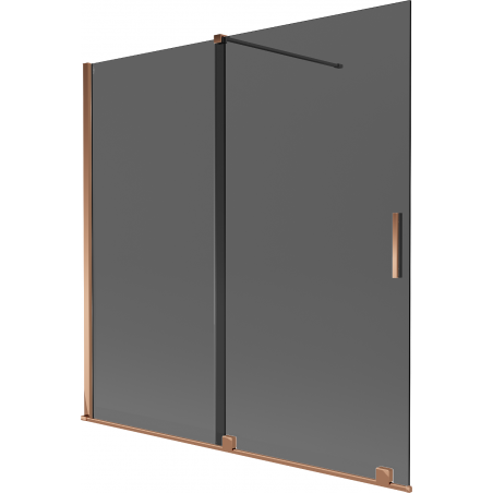 Mexen Velar parawan nawannowy 2-skrzydłowy rozsuwany 160 x 150 cm, grafit, różowe złoto - 896-160-000-41-60